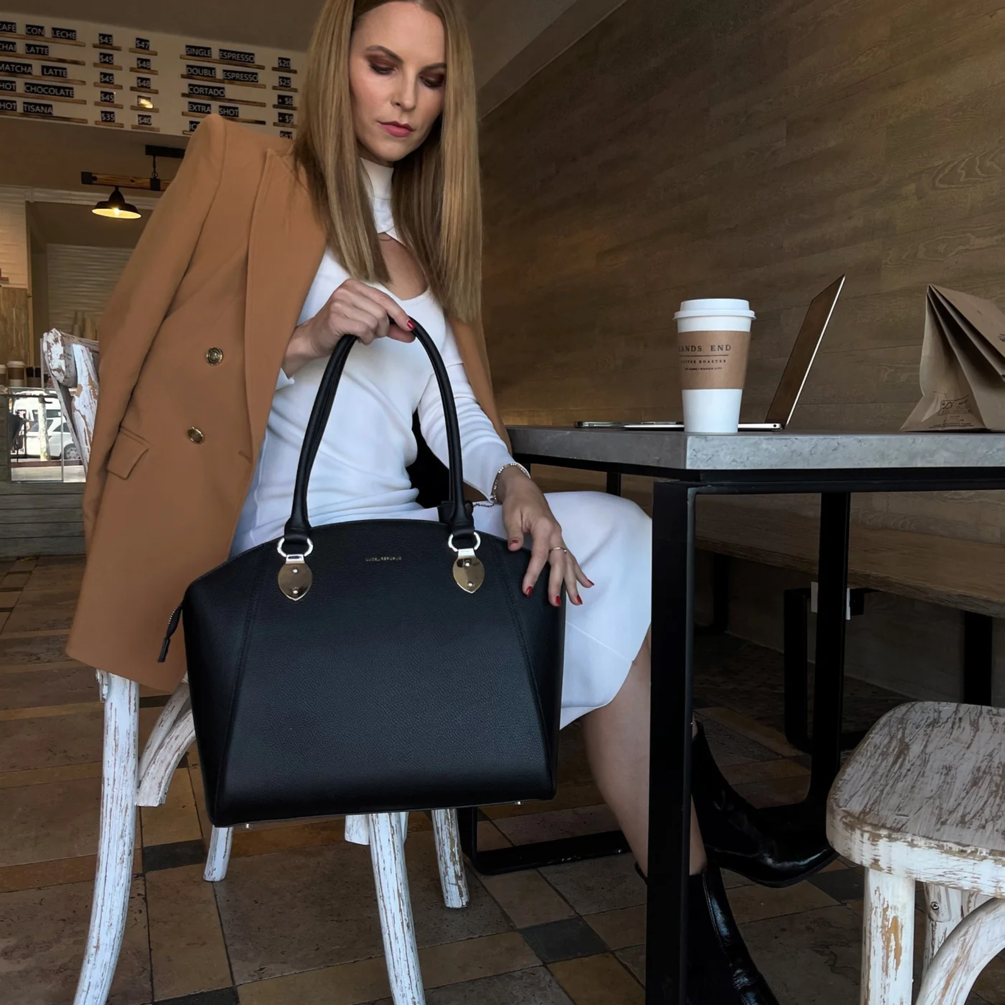 SAVANNAH 14” LAPTOP HANDBAG | ITALIAN LEATHER-Laptop bag-CODE REPUBLIC-BLACK-CODE REPUBLIC laptop bags womens laptop bags laptop handbags ladies laptop bags laptop carrying bags